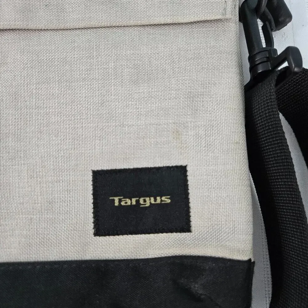Targus Strata Business Laptop Bag Case Beige 15” Black Padded Shoulder Strap